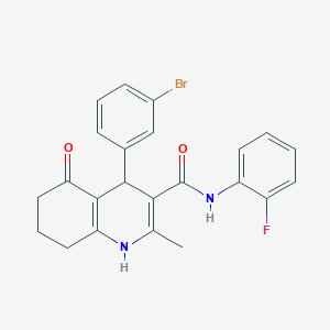 molecular formula C23H20BrFN2O2 B303832 4-(3-bromophenyl)-N-(2-fluorophenyl)-2-methyl-5-oxo-1,4,5,6,7,8-hexahydro-3-quinolinecarboxamide 