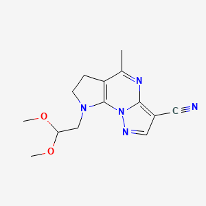 molecular formula C14H17N5O2 B3038337 8-(2,2-二甲氧基乙基)-5-甲基-7,8-二氢-6H-吡唑并[1,5-a]吡咯并[3,2-e]嘧啶-3-腈 CAS No. 860610-82-8