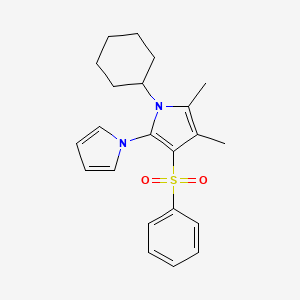 4-(Benzenesulfonyl)-1-cyclohexyl-2,3-dimethyl-5-pyrrol-1-ylpyrrole
