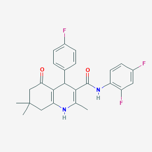 molecular formula C25H23F3N2O2 B303835 N-(2,4-difluorophenyl)-4-(4-fluorophenyl)-2,7,7-trimethyl-5-oxo-1,4,5,6,7,8-hexahydro-3-quinolinecarboxamide 