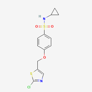 molecular formula C13H13ClN2O3S2 B3038350 4-[(2-氯-1,3-噻唑-5-基)甲氧基]-N-环丙基苯磺酰胺 CAS No. 860649-02-1