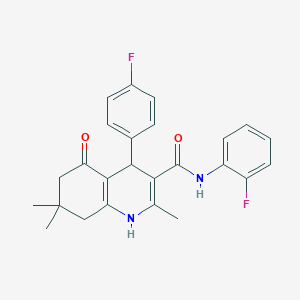 molecular formula C25H24F2N2O2 B303836 N-(2-fluorophenyl)-4-(4-fluorophenyl)-2,7,7-trimethyl-5-oxo-1,4,5,6,7,8-hexahydroquinoline-3-carboxamide 