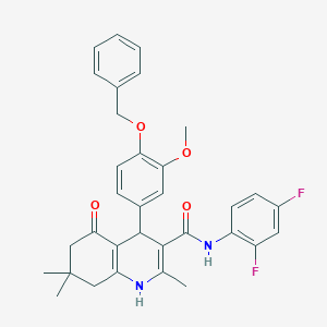 molecular formula C33H32F2N2O4 B303838 4-[4-(benzyloxy)-3-methoxyphenyl]-N-(2,4-difluorophenyl)-2,7,7-trimethyl-5-oxo-1,4,5,6,7,8-hexahydro-3-quinolinecarboxamide 