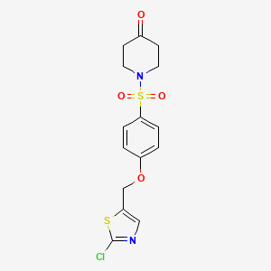 molecular formula C15H15ClN2O4S2 B3038381 1-({4-[(2-chloro-1,3-thiazol-5-yl)methoxy]phenyl}sulfonyl)tetrahydro-4(1H)-pyridinone CAS No. 860787-37-7