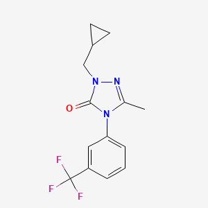 molecular formula C14H14F3N3O B3038398 2-(cyclopropylmethyl)-5-methyl-4-[3-(trifluoromethyl)phenyl]-2,4-dihydro-3H-1,2,4-triazol-3-one CAS No. 861206-73-7