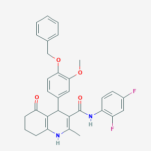 molecular formula C31H28F2N2O4 B303840 4-[4-(benzyloxy)-3-methoxyphenyl]-N-(2,4-difluorophenyl)-2-methyl-5-oxo-1,4,5,6,7,8-hexahydro-3-quinolinecarboxamide 