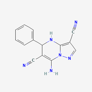 molecular formula C14H10N6 B3038401 7-氨基-5-苯基-4,5-二氢吡唑并[1,5-a]嘧啶-3,6-二腈 CAS No. 861206-94-2