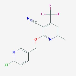 molecular formula C14H9ClF3N3O B3038405 2-[(6-Chloro-3-pyridinyl)methoxy]-6-methyl-4-(trifluoromethyl)nicotinonitrile CAS No. 861207-80-9