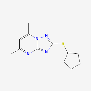 molecular formula C12H16N4S B3038407 2-(环戊硫基)-5,7-二甲基[1,2,4]三唑并[1,5-a]嘧啶 CAS No. 861208-15-3