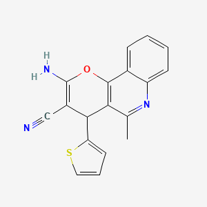 molecular formula C18H13N3OS B3038410 2-氨基-5-甲基-4-(2-噻吩基)-4H-吡喃并[3,2-c]喹啉-3-腈 CAS No. 861208-28-8