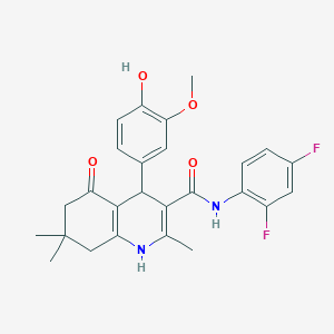molecular formula C26H26F2N2O4 B303842 N-(2,4-difluorophenyl)-4-(4-hydroxy-3-methoxyphenyl)-2,7,7-trimethyl-5-oxo-1,4,5,6,7,8-hexahydro-3-quinolinecarboxamide 