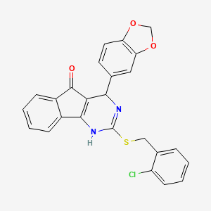 molecular formula C25H17ClN2O3S B3038421 4-(1,3-benzodioxol-5-yl)-2-[(2-chlorobenzyl)sulfanyl]-1,4-dihydro-5H-indeno[1,2-d]pyrimidin-5-one CAS No. 861211-15-6