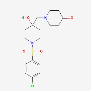 molecular formula C17H23ClN2O4S B3038431 1-({1-[(4-chlorophenyl)sulfonyl]-4-hydroxy-4-piperidinyl}methyl)tetrahydro-4(1H)-pyridinone CAS No. 861212-73-9