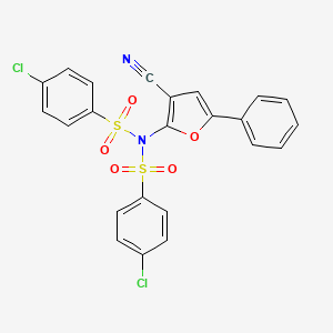 molecular formula C23H14Cl2N2O5S2 B3038468 4-chloro-N-[(4-chlorophenyl)sulfonyl]-N-(3-cyano-5-phenyl-2-furyl)benzenesulfonamide CAS No. 866017-60-9