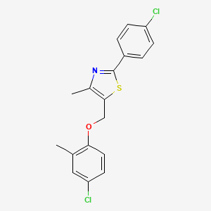 molecular formula C18H15Cl2NOS B3038472 5-[(4-Chloro-2-methylphenoxy)methyl]-2-(4-chlorophenyl)-4-methyl-1,3-thiazole CAS No. 866018-31-7