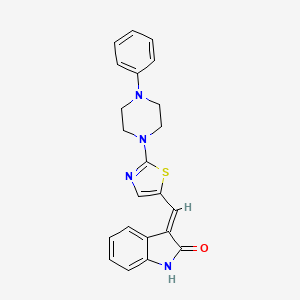 (3E)-3-[[2-(4-phenylpiperazin-1-yl)-1,3-thiazol-5-yl]methylidene]-1H-indol-2-one