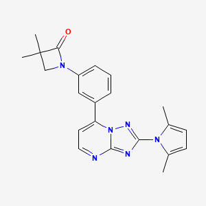 molecular formula C22H22N6O B3038513 1-[3-[2-(2,5-二甲基吡咯-1-基)-[1,2,4]三唑并[1,5-a]嘧啶-7-基]苯基]-3,3-二甲基氮杂环丁烷-2-酮 CAS No. 866050-64-8