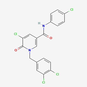 molecular formula C19H12Cl4N2O2 B3038515 5-chloro-N-(4-chlorophenyl)-1-(3,4-dichlorobenzyl)-6-oxo-1,6-dihydro-3-pyridinecarboxamide CAS No. 866051-40-3