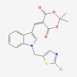 molecular formula C19H15ClN2O4S B3038518 5-[[1-[(2-Chloro-1,3-thiazol-5-yl)methyl]indol-3-yl]methylidene]-2,2-dimethyl-1,3-dioxane-4,6-dione CAS No. 866131-51-3