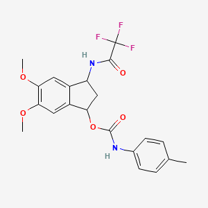 molecular formula C21H21F3N2O5 B3038519 5,6-二甲氧基-3-[(2,2,2-三氟乙酰)氨基]-2,3-二氢-1H-茚-1-基 N-(4-甲基苯基)氨基甲酸酯 CAS No. 866131-55-7