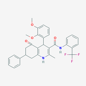 molecular formula C32H29F3N2O4 B303852 4-(2,3-dimethoxyphenyl)-2-methyl-5-oxo-7-phenyl-N-[2-(trifluoromethyl)phenyl]-1,4,5,6,7,8-hexahydro-3-quinolinecarboxamide 