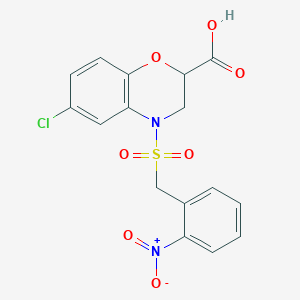 molecular formula C16H13ClN2O7S B3038527 6-chloro-4-[(2-nitrobenzyl)sulfonyl]-3,4-dihydro-2H-1,4-benzoxazine-2-carboxylic acid CAS No. 866134-66-9