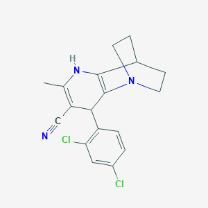 molecular formula C18H17Cl2N3 B3038528 3-(2,4-Dichlorophenyl)-5-methyl-1,6-diazatricyclo[6.2.2.0~2,7~]dodeca-2(7),4-diene-4-carbonitrile CAS No. 866134-70-5