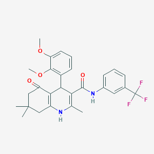 molecular formula C28H29F3N2O4 B303853 4-(2,3-dimethoxyphenyl)-2,7,7-trimethyl-5-oxo-N-[3-(trifluoromethyl)phenyl]-1,4,5,6,7,8-hexahydro-3-quinolinecarboxamide 