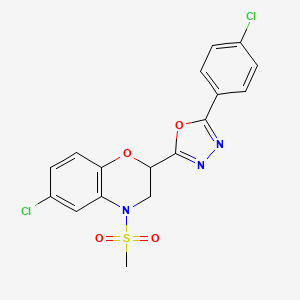 molecular formula C17H13Cl2N3O4S B3038532 6-氯-2-[5-(4-氯苯基)-1,3,4-恶二唑-2-基]-4-甲磺酰基-2,3-二氢-1,4-苯并恶嗪 CAS No. 866135-01-5