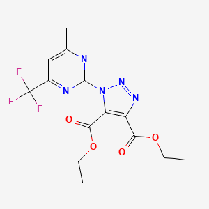 molecular formula C14H14F3N5O4 B3038535 diethyl 1-[4-methyl-6-(trifluoromethyl)-2-pyrimidinyl]-1H-1,2,3-triazole-4,5-dicarboxylate CAS No. 866135-73-1