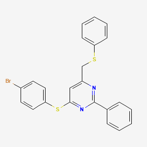 molecular formula C23H17BrN2S2 B3038538 4-(4-Bromophenyl)sulfanyl-2-phenyl-6-(phenylsulfanylmethyl)pyrimidine CAS No. 866136-26-7