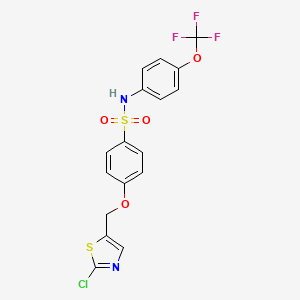 molecular formula C17H12ClF3N2O4S2 B3038541 4-[(2-chloro-1,3-thiazol-5-yl)methoxy]-N-[4-(trifluoromethoxy)phenyl]benzenesulfonamide CAS No. 866136-48-3