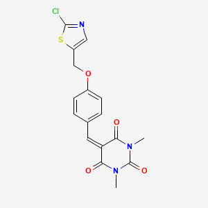 molecular formula C17H14ClN3O4S B3038543 5-[[4-[(2-Chloro-1,3-thiazol-5-yl)methoxy]phenyl]methylidene]-1,3-dimethyl-1,3-diazinane-2,4,6-trione CAS No. 866137-03-3