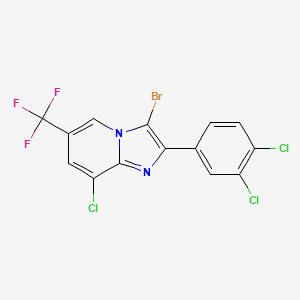 molecular formula C14H5BrCl3F3N2 B3038548 3-溴-8-氯-2-(3,4-二氯苯基)-6-(三氟甲基)咪唑并[1,2-a]吡啶 CAS No. 866137-88-4