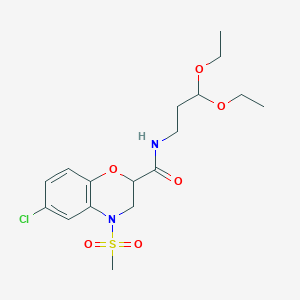 molecular formula C17H25ClN2O6S B3038552 6-氯-N-(3,3-二乙氧基丙基)-4-(甲磺酰基)-3,4-二氢-2H-1,4-苯并恶嗪-2-甲酰胺 CAS No. 866142-53-2