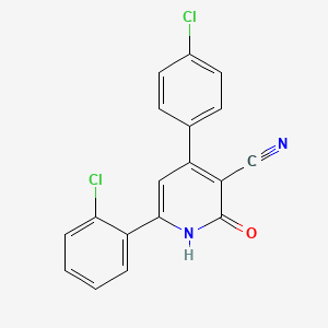 molecular formula C18H10Cl2N2O B3038553 6-(2-Chlorophenyl)-4-(4-chlorophenyl)-2-oxo-1,2-dihydro-3-pyridinecarbonitrile CAS No. 866143-70-6