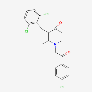 molecular formula C21H16Cl3NO2 B3038554 1-[2-(4-chlorophenyl)-2-oxoethyl]-3-(2,6-dichlorobenzyl)-2-methyl-4(1H)-pyridinone monohydrate CAS No. 866143-72-8