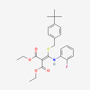 molecular formula C25H30FNO4S B3038577 Diethyl 2-[{[4-(tert-butyl)benzyl]sulfanyl}(2-fluoroanilino)methylene]malonate CAS No. 866153-21-1