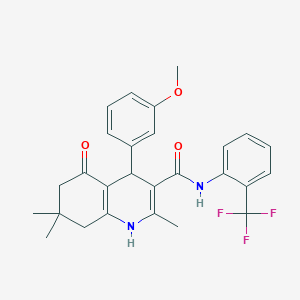 molecular formula C27H27F3N2O3 B303859 4-(3-methoxyphenyl)-2,7,7-trimethyl-5-oxo-N-[2-(trifluoromethyl)phenyl]-1,4,5,6,7,8-hexahydro-3-quinolinecarboxamide 