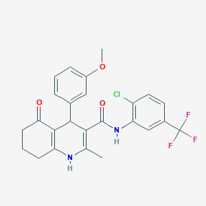 molecular formula C25H22ClF3N2O3 B303860 N-[2-chloro-5-(trifluoromethyl)phenyl]-4-(3-methoxyphenyl)-2-methyl-5-oxo-1,4,5,6,7,8-hexahydro-3-quinolinecarboxamide 