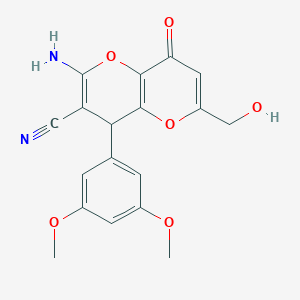 molecular formula C18H16N2O6 B3038635 2-Amino-4-(3,5-dimethoxyphenyl)-6-(hydroxymethyl)-8-oxo-4,8-dihydropyrano[3,2-b]pyran-3-carbonitrile CAS No. 876709-87-4