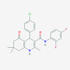 molecular formula C25H23ClF2N2O2 B303864 4-(4-chlorophenyl)-N-(2,4-difluorophenyl)-2,7,7-trimethyl-5-oxo-1,4,5,6,7,8-hexahydro-3-quinolinecarboxamide 