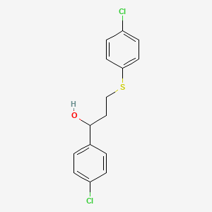 molecular formula C15H14Cl2OS B3038644 1-(4-氯苯基)-3-[(4-氯苯基)硫烷基]-1-丙醇 CAS No. 882073-32-7