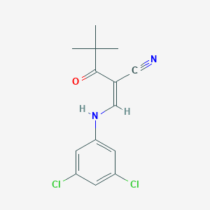 molecular formula C14H14Cl2N2O B3038645 (2Z)-2-[(3,5-dichloroanilino)methylidene]-4,4-dimethyl-3-oxopentanenitrile CAS No. 882264-77-9
