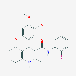 molecular formula C25H25FN2O4 B303865 4-(3,4-dimethoxyphenyl)-N-(2-fluorophenyl)-2-methyl-5-oxo-1,4,5,6,7,8-hexahydro-3-quinolinecarboxamide 