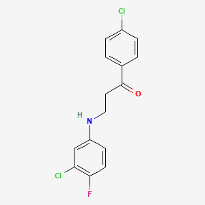 molecular formula C15H12Cl2FNO B3038655 3-(3-氯-4-氟苯胺基)-1-(4-氯苯基)-1-丙酮 CAS No. 882748-38-1