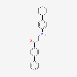 molecular formula C27H29NO B3038657 1-[1,1'-Biphenyl]-4-yl-3-(4-cyclohexylanilino)-1-propanone CAS No. 882748-66-5