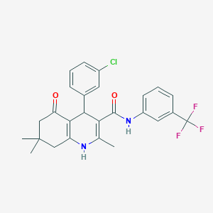 molecular formula C26H24ClF3N2O2 B303866 4-(3-chlorophenyl)-2,7,7-trimethyl-5-oxo-N-[3-(trifluoromethyl)phenyl]-1,4,5,6,7,8-hexahydro-3-quinolinecarboxamide 