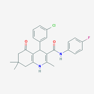 molecular formula C25H24ClFN2O2 B303867 4-(3-chlorophenyl)-N-(4-fluorophenyl)-2,7,7-trimethyl-5-oxo-1,4,5,6,7,8-hexahydro-3-quinolinecarboxamide 
