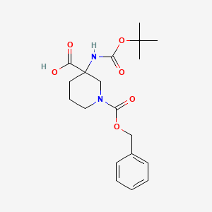 molecular formula C19H26N2O6 B3038673 1-((Benzyloxy)carbonyl)-3-((tert-butoxycarbonyl)amino)piperidine-3-carboxylic acid CAS No. 885270-31-5